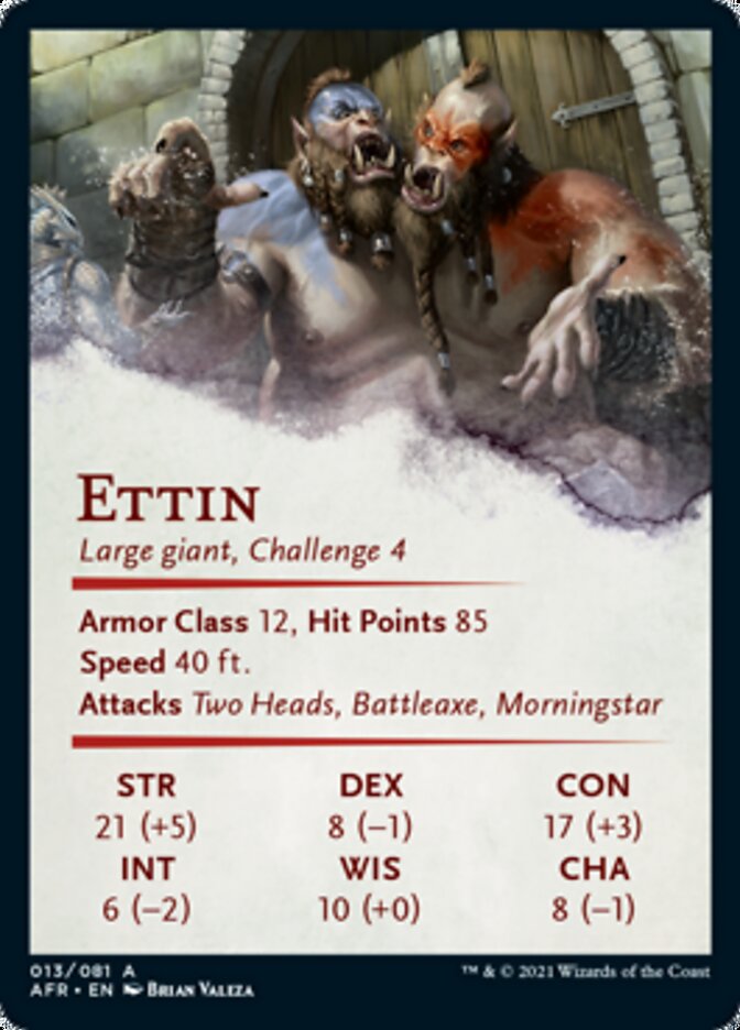 Ettin Art Card (Gold-Stamped Signature) [Dungeons & Dragons: Adventures in the Forgotten Realms Art Series] - Bea DnD Games