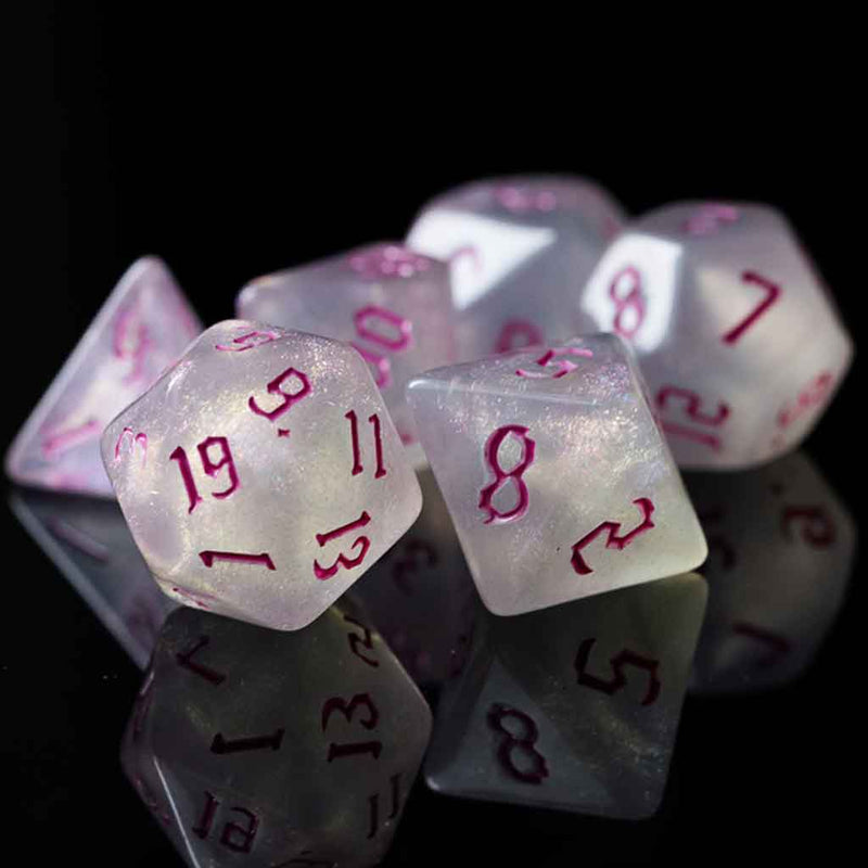 Freyas Runes - 7 Piece Runic Polyhedral Dice Set + Dice Bag - Bea DnD Games