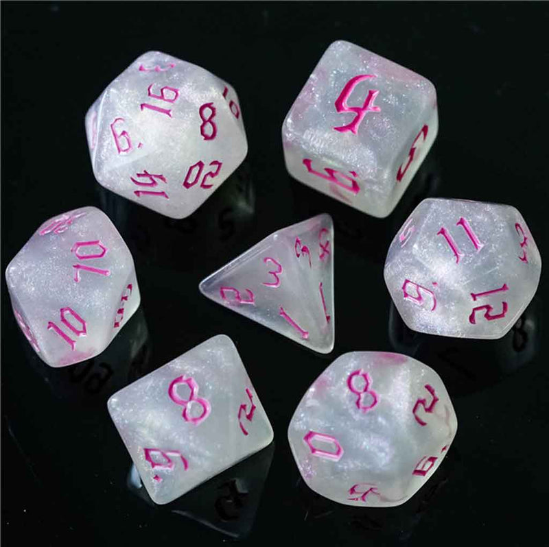 Freyas Runes - 7 Piece Runic Polyhedral Dice Set + Dice Bag - Bea DnD Games