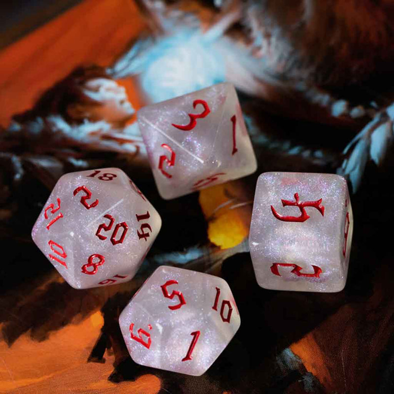 Hades Luck - 7 Piece Runic Polyhedral Dice Set + Dice Bag - Bea DnD Games