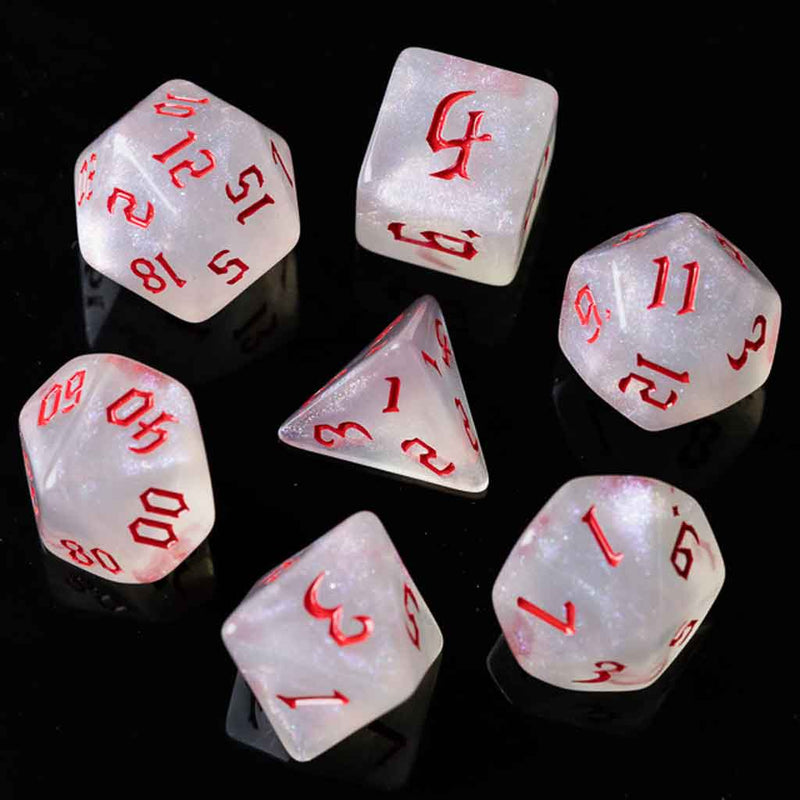 Hades Luck - 7 Piece Runic Polyhedral Dice Set + Dice Bag - Bea DnD Games