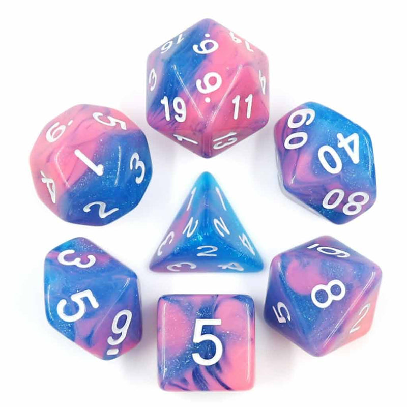 Miami Vice - 7 Piece Polyhedral Dice Set + Dice Bag - Bea DnD Games