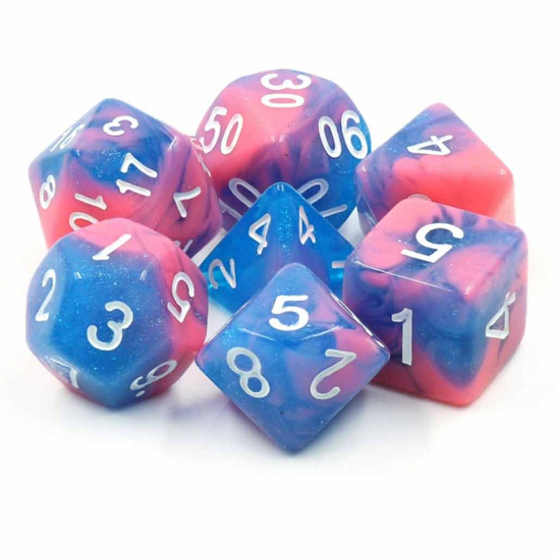 Miami Vice - 7 Piece Polyhedral Dice Set + Dice Bag - Bea DnD Games