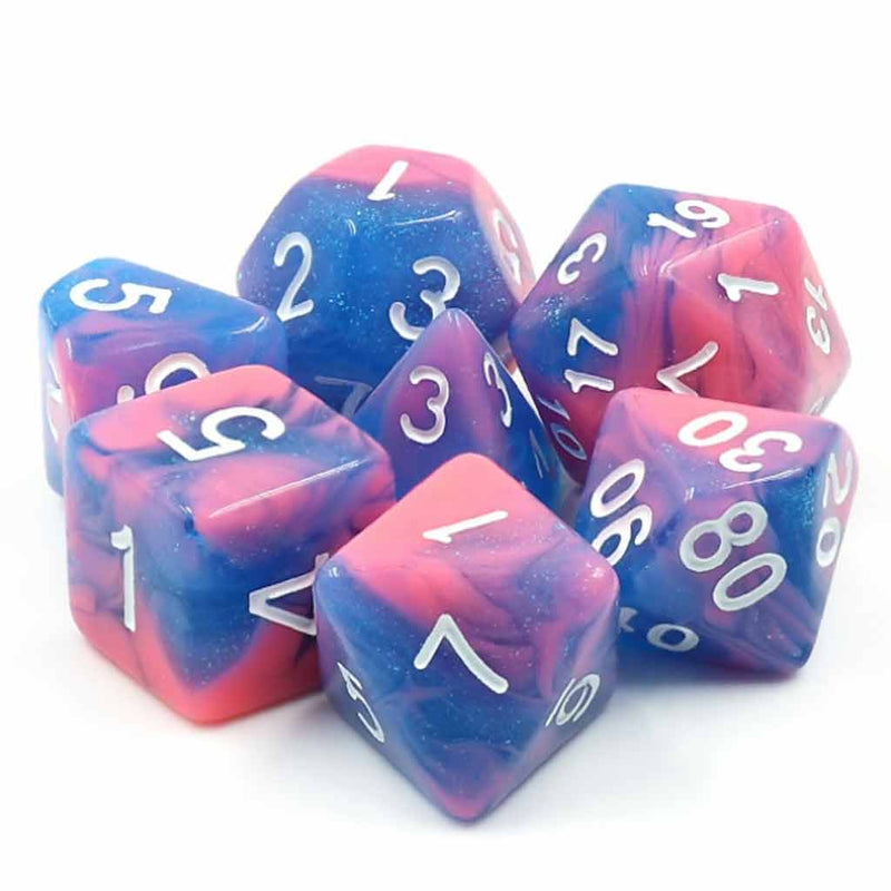 Miami Vice - 7 Piece Polyhedral Dice Set + Dice Bag - Bea DnD Games