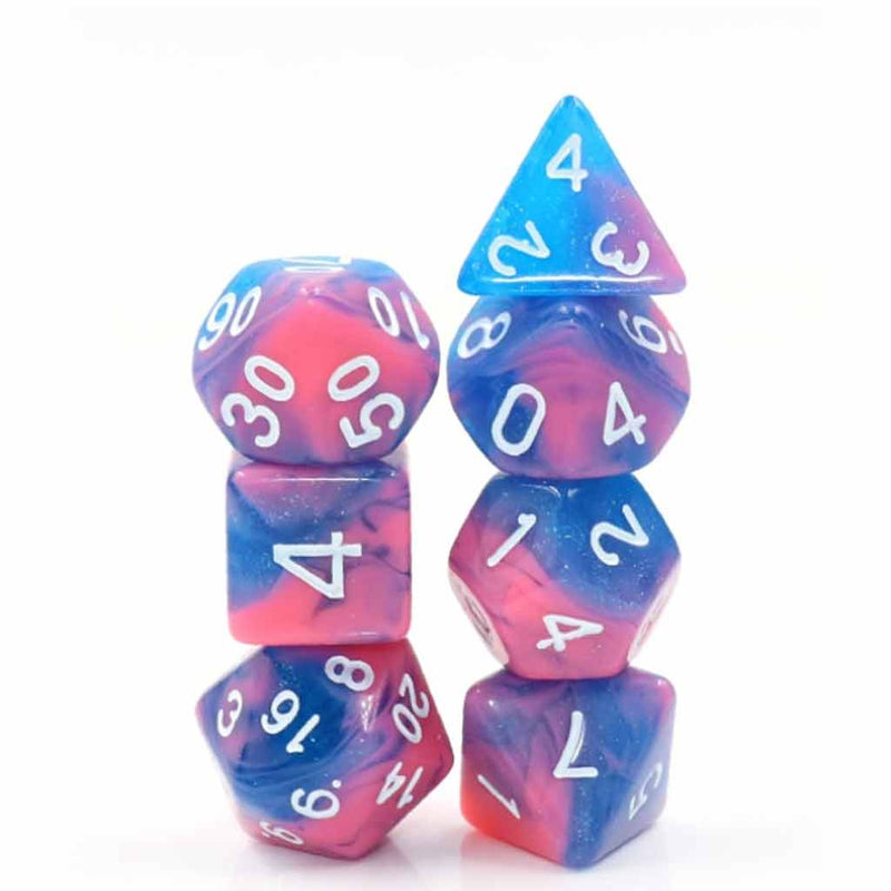 Miami Vice - 7 Piece Polyhedral Dice Set + Dice Bag - Bea DnD Games