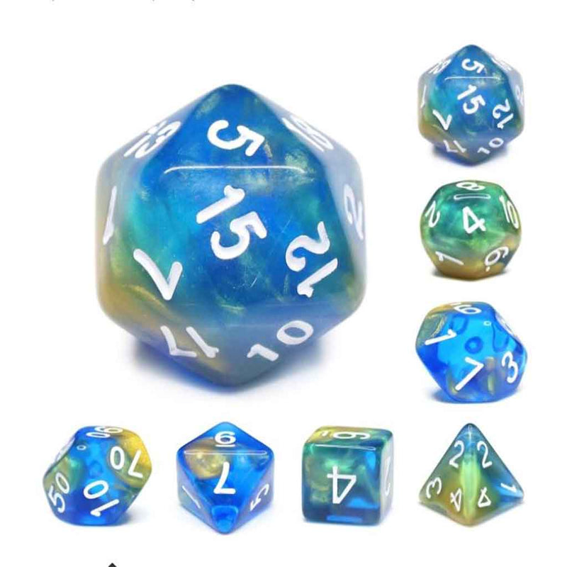 Saint Rémy - 7 Piece Polyhedral Dice Set + Dice Bag - Bea DnD Games