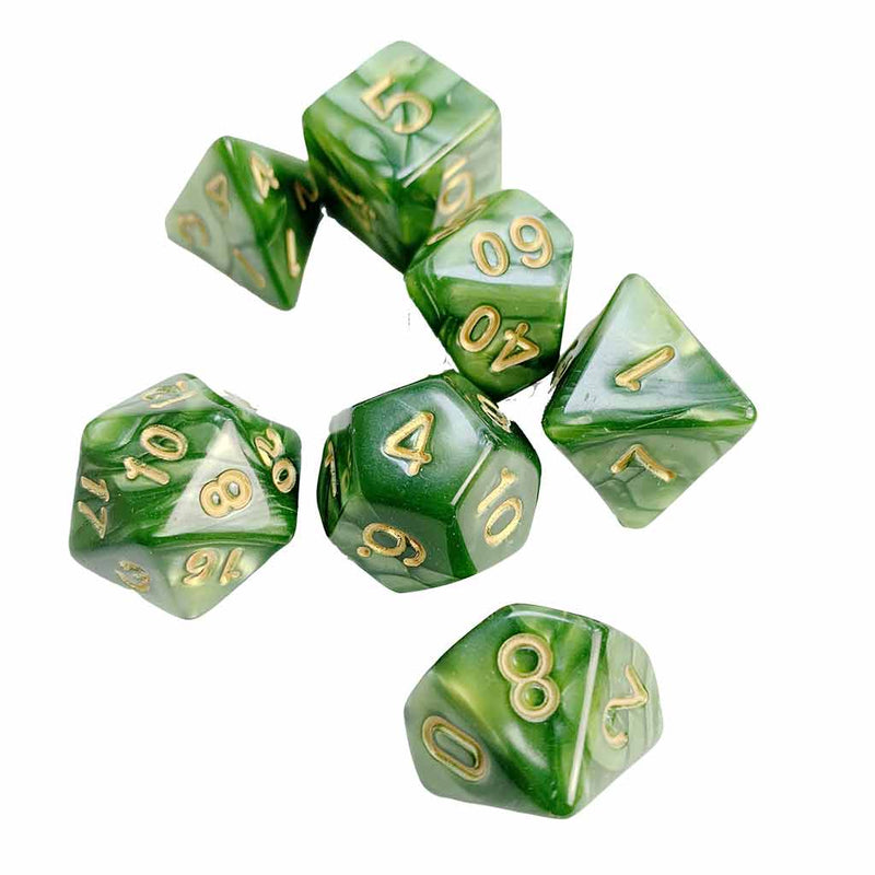 Scylla's Revenge - 7 Piece Polyhedral Dice Set + Dice Bag - Bea DnD Games