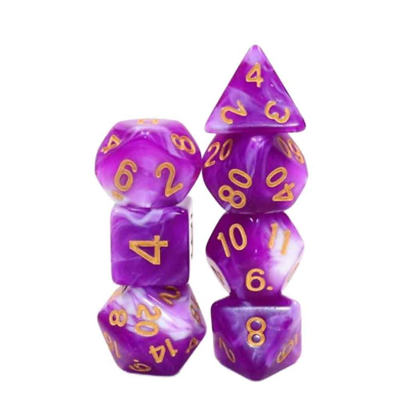 Tiefling Dreams 7 Piece Polyhedral Dice Set + Dice Bag - Bea DnD Games