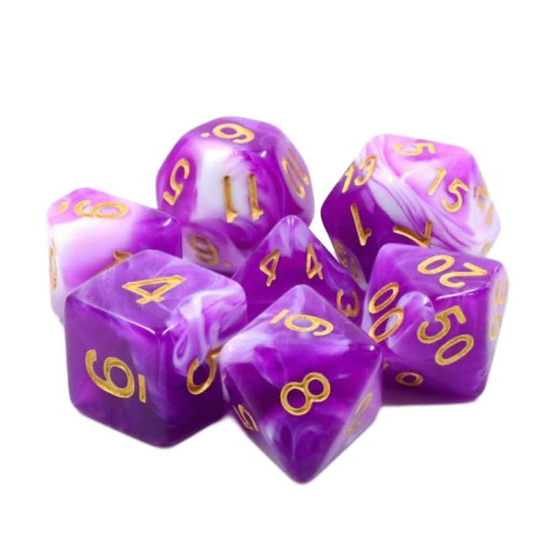 Tiefling Dreams 7 Piece Polyhedral Dice Set + Dice Bag - Bea DnD Games